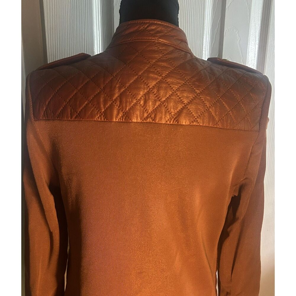 Vintage Peter Nygard Bronze Quilted Leather and Knit Hybrid Jacket Size Small - Picture 4 of 8